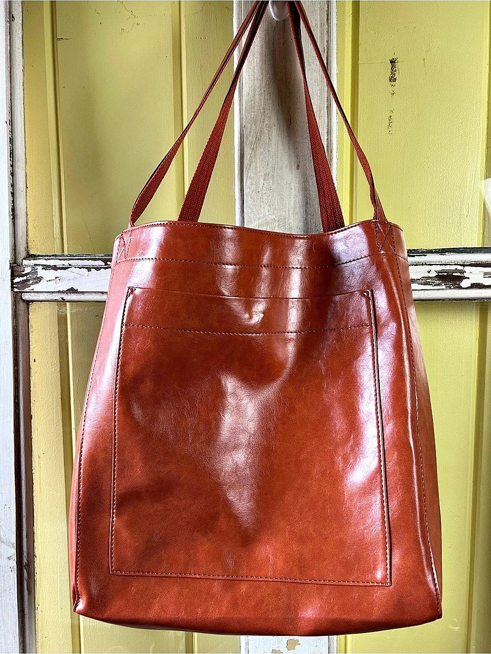 Leather Look Tote in Maple Brown - New!